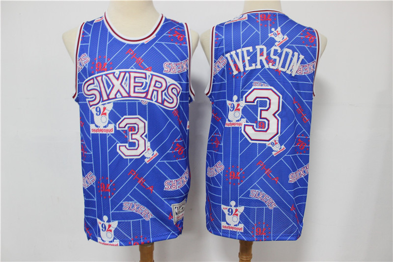 2020 Men Philadelphia 76ers 3 Iverson Blue Nike limited NBA Jersey